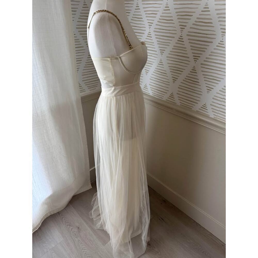 The Vintage Shop Ivory Gold Chain Mesh Tulle Bustier Corset Gown - Picture 6 of 6